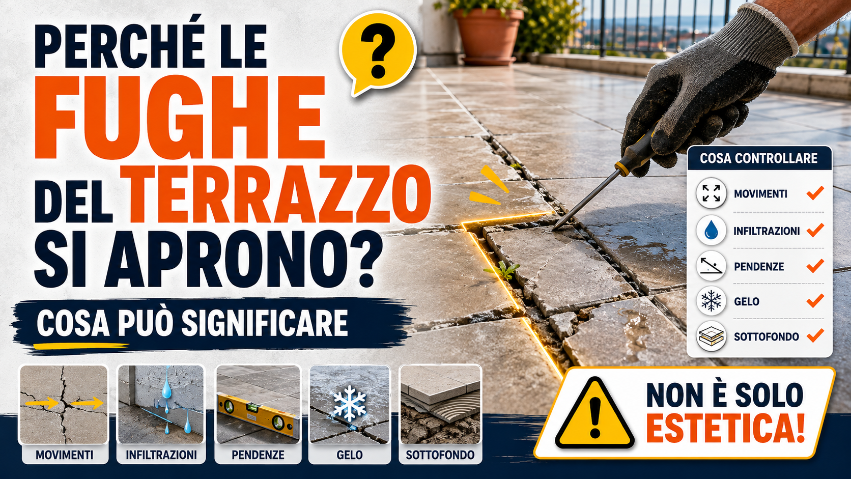 Fughe deteriorate su una pavimentazione esterna